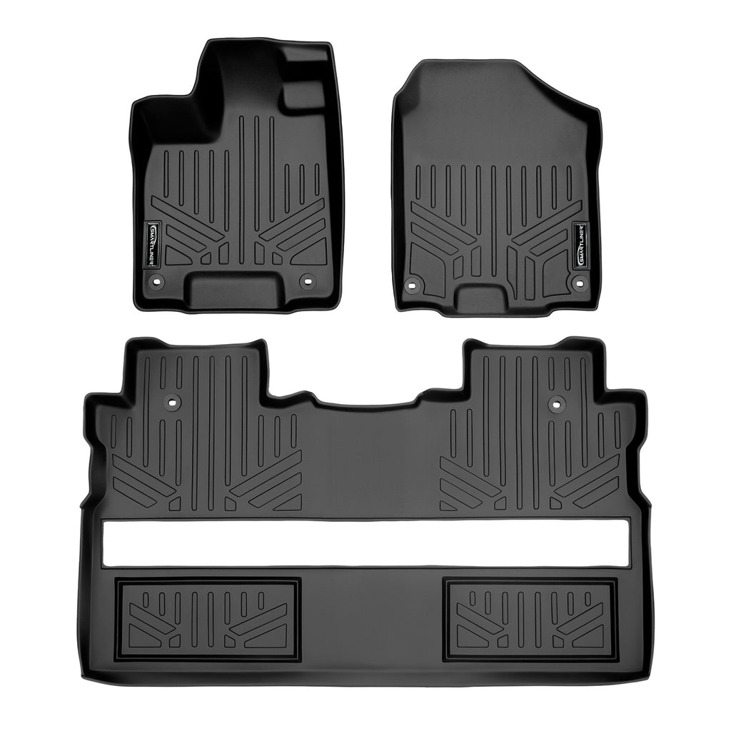 SMARTLINER Custom Fit Floor Mats 2 Row Liner Set Black Compatible With 2017-2024 Honda Ridgeline Crew Cab - All Models (SA0240/B0240)