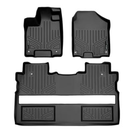 SMARTLINER Custom Fit Floor Mats 2 Row Liner Set Black Compatible With 2017-2024 Honda Ridgeline Crew Cab - All Models (SA0240/B0240)