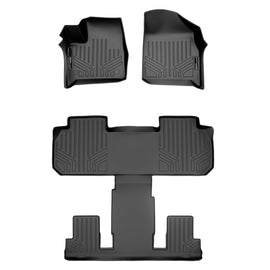 SMARTLINER Custom Fit Floor Mats 3 Row Liner Set Black Compatible With 2018-2022 Chevrolet Traverse with 2nd Row Bucket Seats (SA0343/B0345)