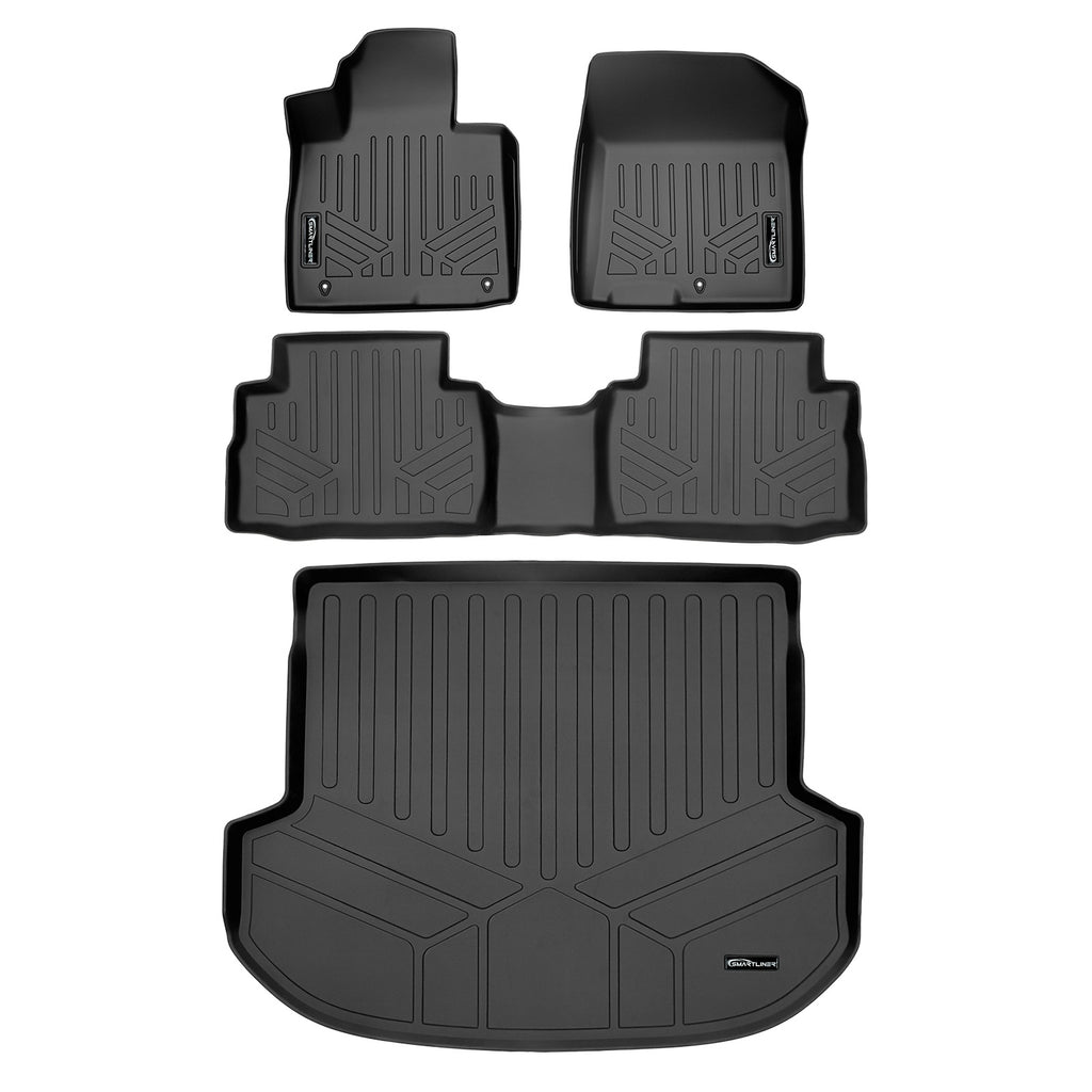 SMARTLINER Custom Fit Floor Mats 2 Rows and Cargo Liner Set Black Compatible With 2021-2023 Hyundai Santa Fe (SA0550/B0550/D0550)