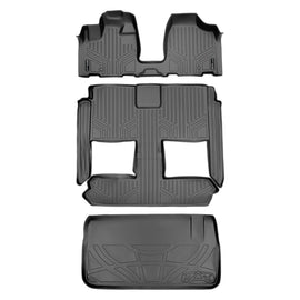 SMARTLINER Floor Mats 3 Rows and Cargo Liner Behind 3rd Row Set Grey Compatible With 2008-2020 Caravan / Town & Country (SA2213/B2046/D2046)