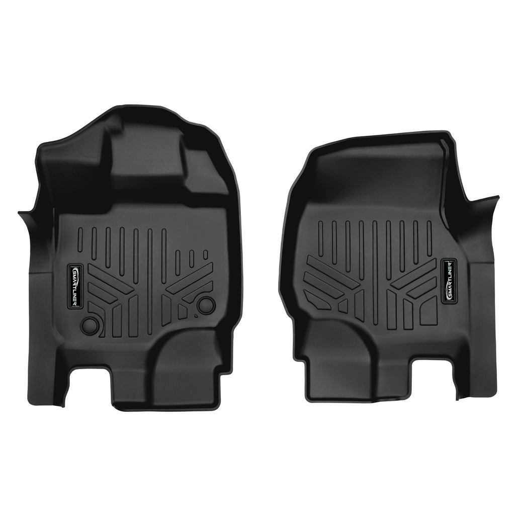 SMARTLINER Custom Fit 1st Row Black Floor Mat Liner Set Compatible With 2022-2025 Ford F-150 Lightning (SA0167-R)