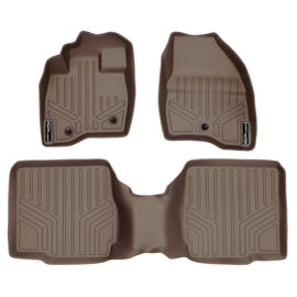 SMARTLINER Custom Fit Floor Mats 2 Row Liner Set Tan Compatible With 2017-2019 Ford Explorer with Second Row Center Console (SA1245/B1109)