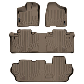 SMARTLINER Custom Fit Floor Mats 3 Row Liner Set Tan Compatible With 2011-2012 Toyota Sienna 8 Passenger Models (SA1083/B1083/C1083)