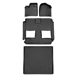 SMARTLINER Floor Mats 3 Rows - Cargo Liner Behind 2nd Row Set Black 08-2020 Caravan / 08-2016 Town & Country (SA0046/B0046/D0181)