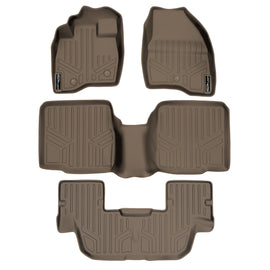 SMARTLINER Custom Fit Floor Mats 3 Row Liner Set Tan Compatible With 2011-2014 Ford Explorer without 2nd Row Center Console (SA1082/B1082/C1082)
