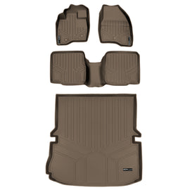 SMARTLINER Floor Mats 2 Rows and Cargo Liner Behind 2nd Row Set Tan Compatible With 2011-2014 Explorer without 2nd Row Center Console (SA1082/B1082/D1082)