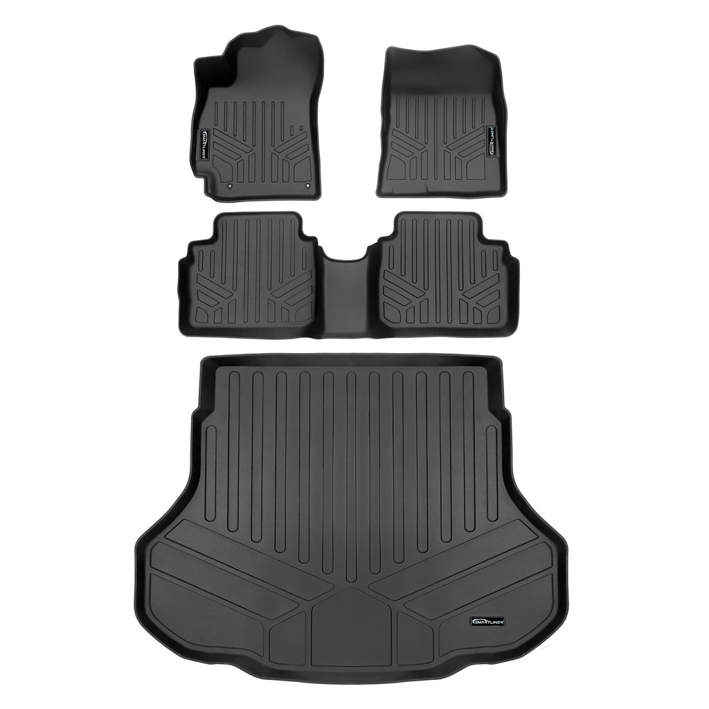 SMARTLINER Custom Fit All Weather Black 2 Row Floor Mats and Cargo Liner Set Compatible With 2021-2025 Hyundai Elantra (SA0538/B0538/D0538)