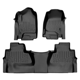 SMARTLINER Custom Fit Floor Mats 2 Row Liner Set Black Compatible With Crew Cab 2014-2018 Silverado/Sierra 1500 - 2015-2019 2500/3500 HD (SA0136/B0382)