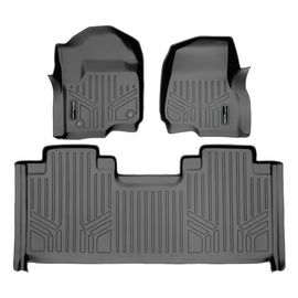 SMARTLINER Floor Mats 2 Row Liner Set Grey Compatible With 2017-2022 Ford F-250/F-350 Super Duty SuperCab with 1st Row Bucket Seats (SA2246/B2172-P)