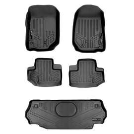SMARTLINER Custom Fit Floor Mats and Cargo Liner Set Black Compatible With 2011-2013 Jeep Wrangler 2-Door Models Only (SA0139/B0236/D0236)