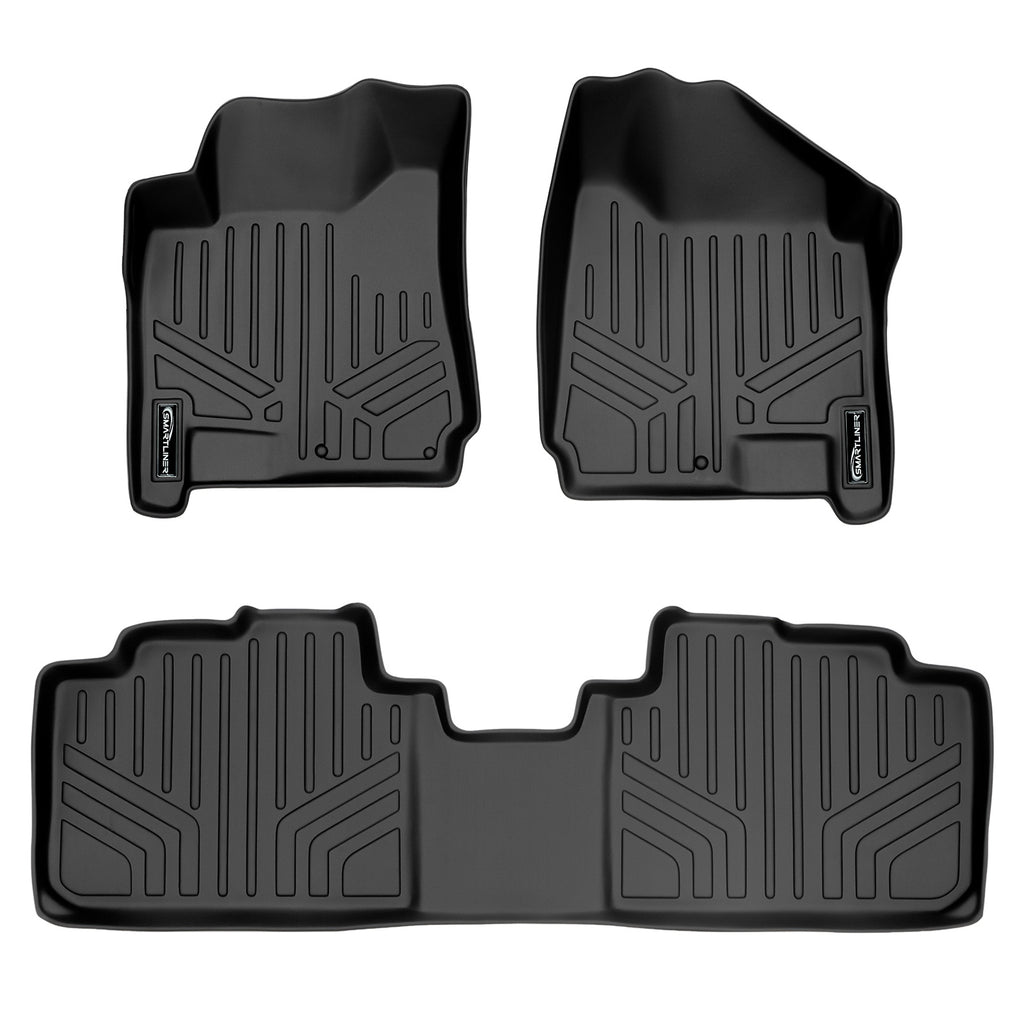 SMARTLINER Custom Fit All Weather Protection Black 2 Row Floor Liners Compatible With 2010-2016 Cadillac SRX (SA0087/B0087)