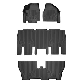 SMARTLINER Custom Floor Mats 3 Row Liner Set Black Compatible With 2017-2024 Chrysler Pacifica 8 Passenger Model Only (SA0232/B0232/C0232)
