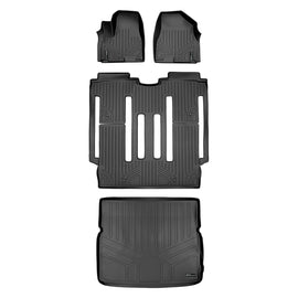 SMARTLINER Custom Fit Floor Mats and Cargo Liner Behind 2nd Row Set Black Compatible With 2015-2021 Kia Sedona 8 Passenger Model Only (SA0203/B0203/D0203)