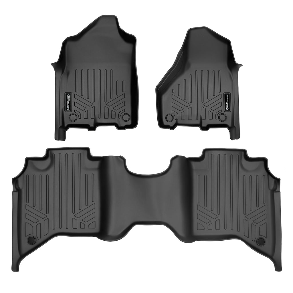 SMARTLINER Custom Floor Mats 2 Row Liner Set Black Compatible With 2019-2022 Ram 2500/3500 Crew Cab with 1st Row Bucket or Bench Seats (SA0450/B0450)
