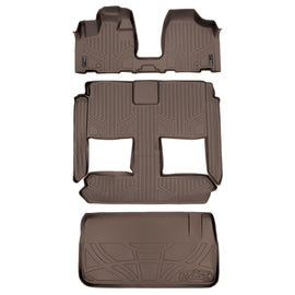SMARTLINER Floor Mats 3 Rows and Cargo Liner Behind 3rd Row Set Tan Compatible With 2008-2020 Caravan / Town & Country (SA1213/B1046/D1046)