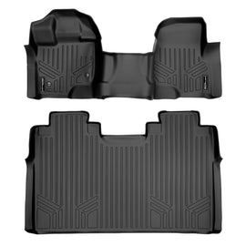 SMARTLINER Custom Fit Floor Mats 2 Row Liner Set Black Compatible With 2015-2025 Ford F-150 SuperCrew Cab with 1st Row Bench Seat (SA0212/B0188)