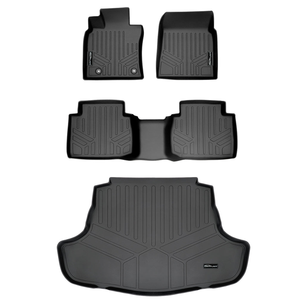 SMARTLINER Custom Fit Floor Mats 2 Rows and Cargo Liner Set Black Compatible With 2018-2024 Toyota Camry Standard Models Only (SA0330/B0330/D0330)