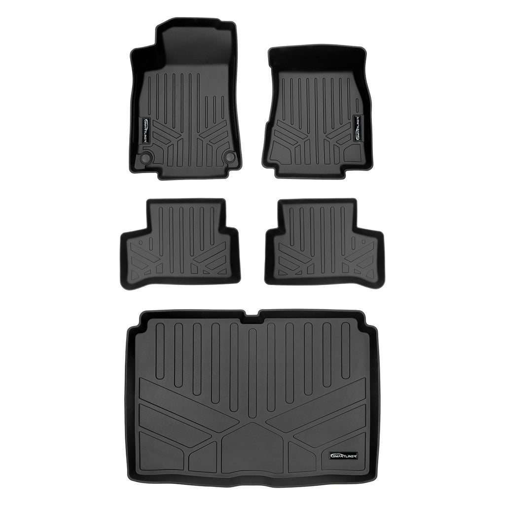 SMARTLINER Custom Fit 2 Row Black Floor Mat Liner & Cargo Liner Set Compatible With 2021 Mercedes-Benz GLA-Class (SA0533/B0533/D0534)