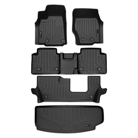 SMARTLINER Custom Fit Black 3 Rows and Cargo Liner Behind the 3rd Row Set Compatible With 2021-2023 Jeep Grand Cherokee L (SA0674/B0568/C0568/E0568)