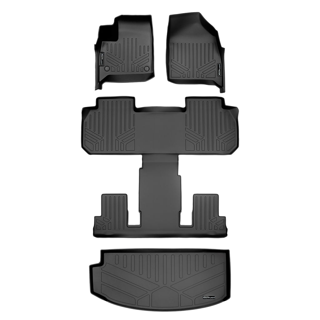 SMARTLINER Custom Fit All Weather Protection Black 2 Row Floor Liners & Cargo Liner behind the 3rd Row Seats Compatible With 2018-2024 Buick Enclave (SA0345/B0345/E0345)