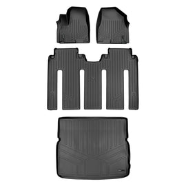 SMARTLINER Custom Floor Mats 2 Rows and Cargo Liner Behind 2nd Row Set Black Compatible With 2015-2021 Kia Sedona 7 Passenger Model Only (SA0203/B0239/D0203)