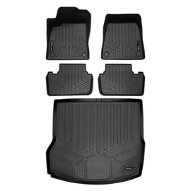 SMARTLINER Custom Fit All Weather Protection Black 2 Row Floor Liners & Cargo Liner behind the 2nd Row Seats Compatible With 2020-2025 Polestar 2 (SA0712/B0712/D0712)