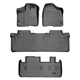 SMARTLINER Floor Mats 2 Rows and Cargo Liner Behind 3rd Row Set Grey Compatible With 2013-2020 Toyota Sienna 8 Passenger Model Only (SA2128/B2083/D2128)