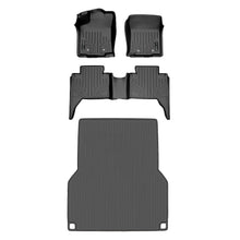 Load image into Gallery viewer, SMARTLINER Floor Mats 2 Rows and Truck Bed Liner Set Black Compatible With 2018-2021 Toyota Tacoma Double Cab (SA0354/B0207/K0207)