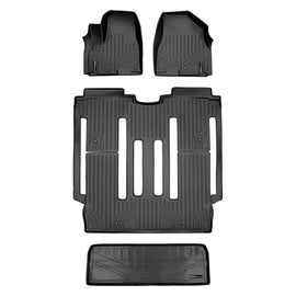 SMARTLINER Custom Fit Floor Mats and Cargo Liner Behind 3rd Row Set Black Compatible With 2015-2021 Kia Sedona 8 Passenger Model Only (SA0203/B0203/E0203)