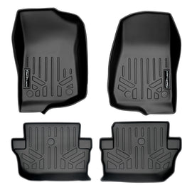 SMARTLINER Custom Fit Floor Mats 2 Row Liner Set Black Compatible With 2018-2021 Jeep Wrangler 2-Door (SA0316/B0384)
