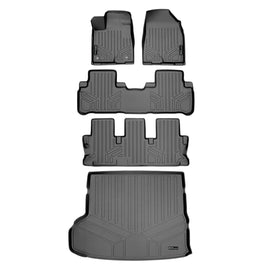 SMARTLINER Floor Mats 3 Rows and Cargo Liner Behind 2nd Row Set Grey Compatible With 2014-2019 Toyota Highlander with 2nd Row Bench Seat (SA2152/B2152/C2152/D2152)
