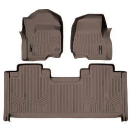 SMARTLINER Custom Floor Mats 2 Row Liner Set Tan Compatible With 2017-2022 Ford F-250/F-350 Super Duty SuperCab with 1st Row Bucket Seats (SA1246/B1172-P)