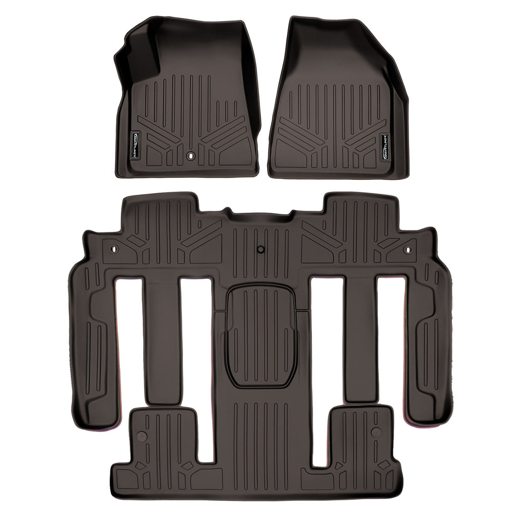 SMARTLINER Custom Fit Floor Mats 2 Row Liner Set Cocoa Compatible With Traverse / Enclave / Acadia / Outlook (SA3043/B3044)