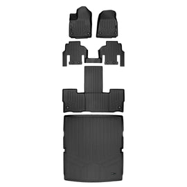 SMARTLINER All Weather Custom Fit Black 3 Row & Cargo Liner Behind the 2nd Row Floor Mat Liner Set Compatible With 2022-2023 Jeep Wagoneer (SA0573/B0573/C0573/D0573)