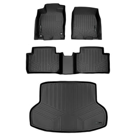 SMARTLINER Custom Fit Floor Mats and Cargo Liner Set Black Compatible With 2016-2021 Honda Civic Sedan (SA0224/B0224/D0224)