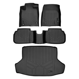 SMARTLINER Custom Fit Floor Mats 2 Rows and Cargo Liner Set Black Compatible With 2022-2025 Honda Civic Sedan (SA0586/B0597/D0586)