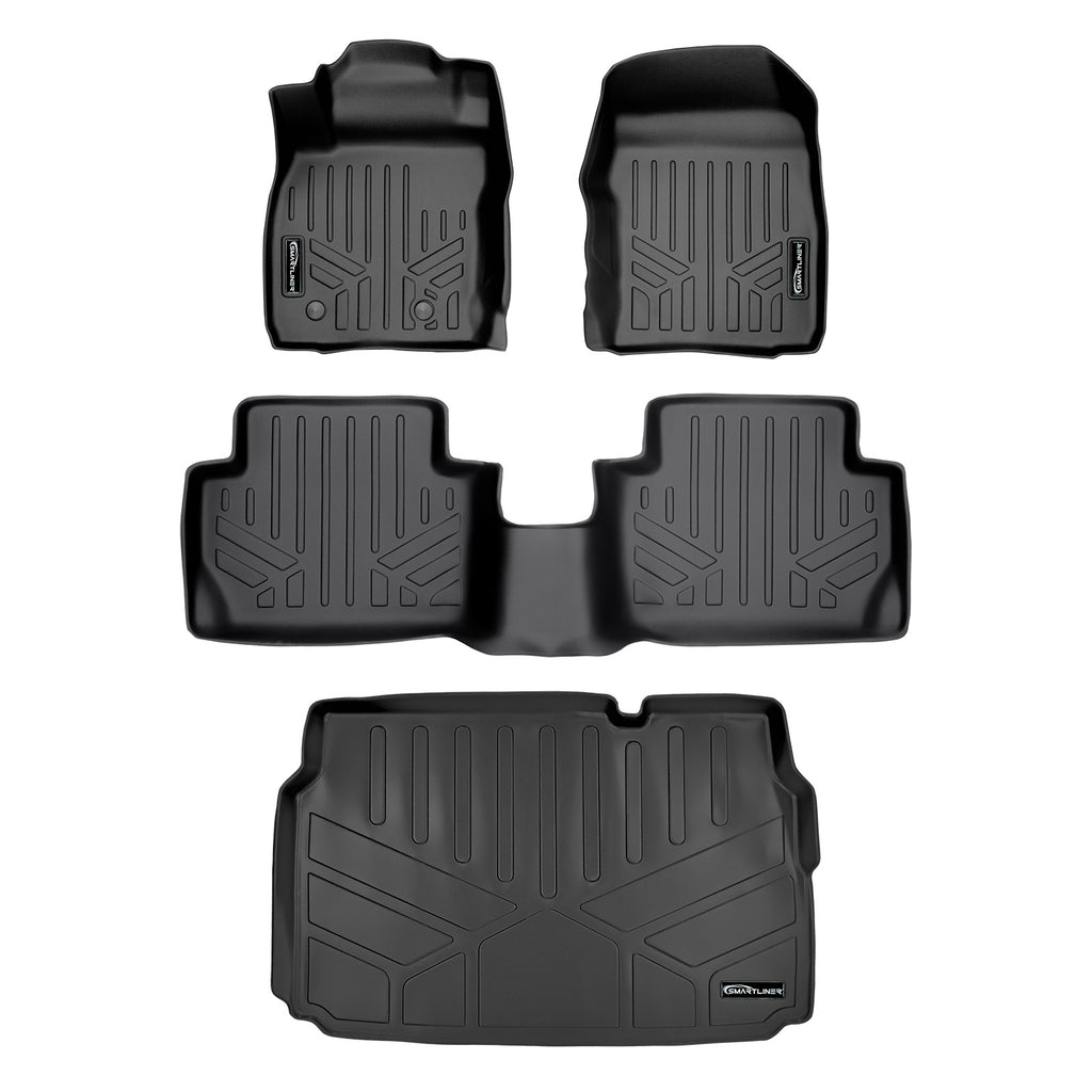 SMARTLINER Custom Fit Floor Mats 2 Rows and Cargo Liner Set Black Compatible With 2018-2021 Ford EcoSport (SA0360/B0360/D0360)