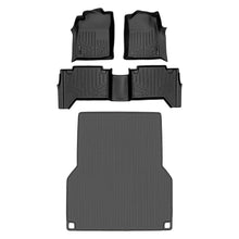 Load image into Gallery viewer, SMARTLINER Floor Mats 2 Rows and Truck Bed Liner Set Black Compatible With 2005-2011 Toyota Tacoma Double Cab (SA0033/B0033/K0207)