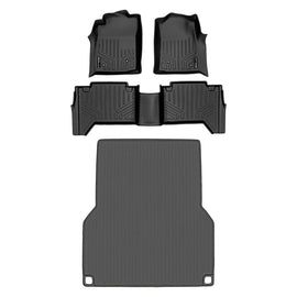 SMARTLINER Floor Mats 2 Rows and Truck Bed Liner Set Black Compatible With 2005-2011 Toyota Tacoma Double Cab (SA0033/B0033/K0207)