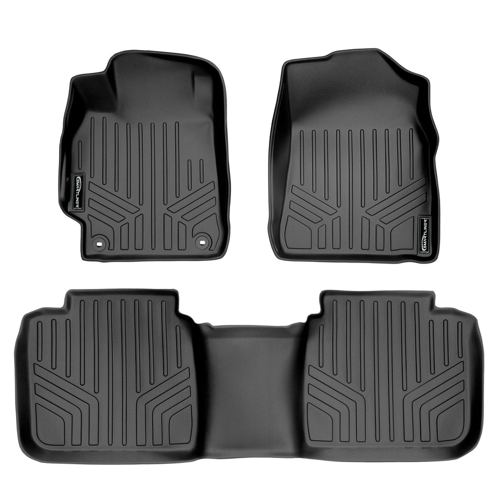 SMARTLINER Custom Fit Floor Mats 2 Row Liner Set Black Compatible With 2015-2017 Toyota Camry (SA0204/B0102)