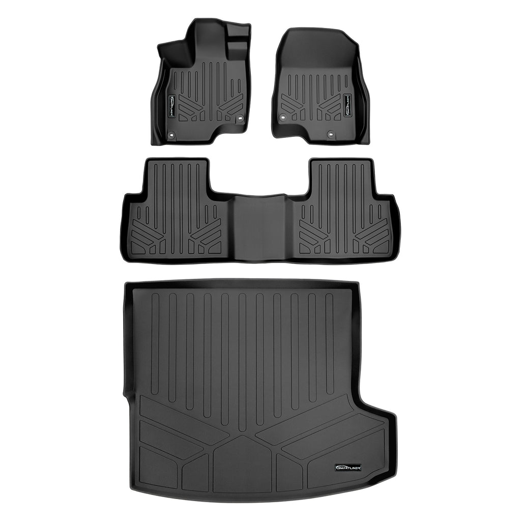 SMARTLINER Custom Fit All Weather Protection Black 2 Row Floor Liners & Cargo Liner behind the 2nd Row Seats Compatible With 2019-2025 Acura RDX (SA0398/B0398/D0398)