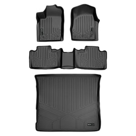 SMARTLINER Floor Mats 2 Rows and Cargo Liner Set Black Compatible With 2013-2016 Jeep Grand Cherokee without 2nd Row Center Console (SA0127/B0071/D0071)