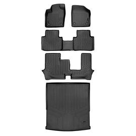 SMARTLINER All Weather Floor Mats and Cargo Liner Behind 2nd Row Set Black Compatible With 2018-2022 Atlas with 2nd Row Bench Seat (SA0300/B0300/C0300/D0300)
