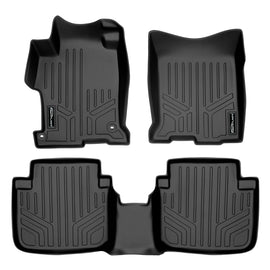 SMARTLINER Custom Fit All Weather Protection Black 2 Row Floor Liners Compatible With 2013-2017 Honda Accord (SA0130/B0130)