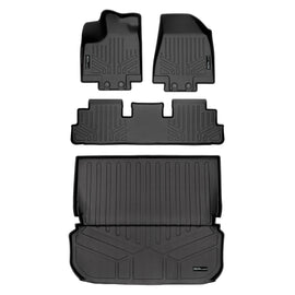 SMARTLINER Custom Fit Floor Mats 2 Rows and Cargo Liner Behind 2nd Row Set Black Compatible With 2022-2023 Infiniti QX60 (SA0567/B0567/D0579)