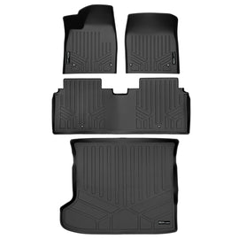 SMARTLINER Custom Fit All Weather 2 Row Floor Mats & Cargo Liner Set Black Compatible With 2022-2023 Kia EV6 Wind AWD (SA0600/B0600/D0600)