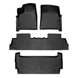 SMARTLINER All Weather Custom Fit Black 2 Row & Cargo Liner Behind the 3rd Row Floor Mat Liner Set Compatible With 2022-2024 Rivian R1S SUV (SA0615/B0698/E0698)