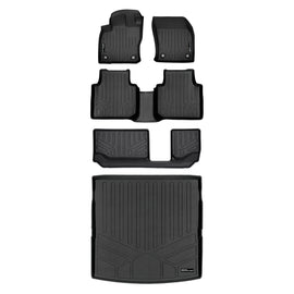 SMARTLINER Custom Fit Floor Mats 3 Rows and Cargo Liner Behind 2nd Row Set Black Compatible With 2018-2021 Volkswagen Tiguan 7 Passenger (SA0270/B0270/C0431/D0431)