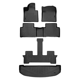SMARTLINER Custom Fit All Weather Protection 3 Row Floor Mats & Cargo Liner Behind 3rd Row Compatible With 2021-2023 Kia Sorento (SA0547/B0608/C0548/E0547)